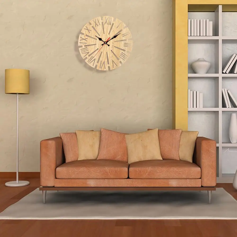 12 Inch Retro Wooden Wall Clock Silent Non Ticking Quartz Home Living Room Decoration Round Watch zegar scienny | Дом и сад