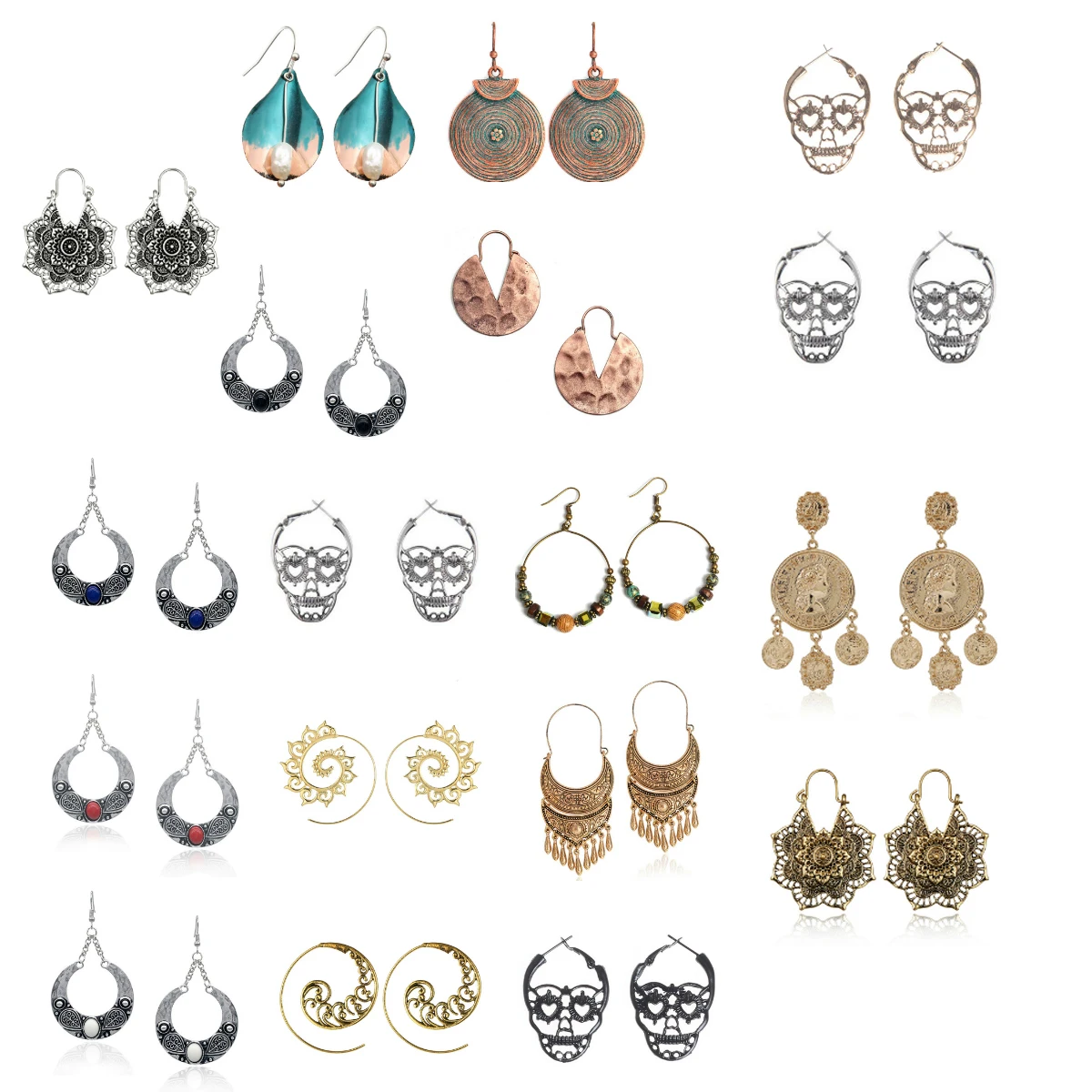 1 пара индийских племенных латунных сережек висячие серьги подвески резной