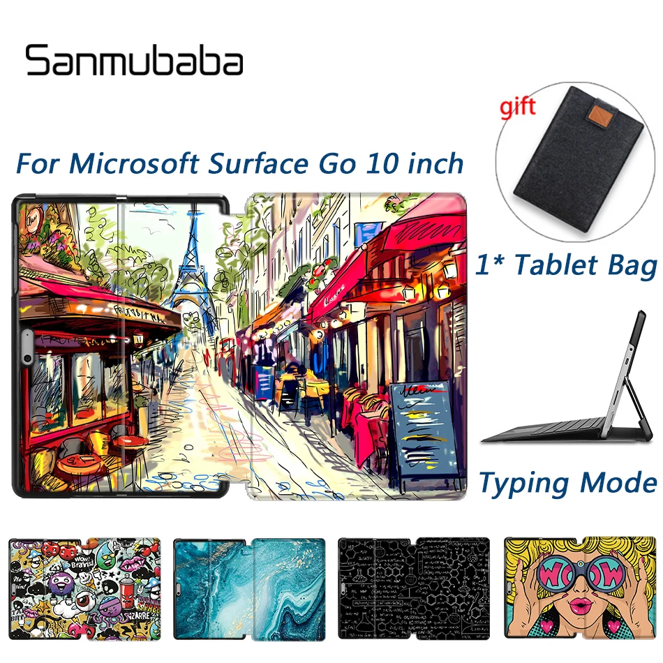 

Чехол Sanmubaba для Microsoft Surface go 10 дюймов, флип-чехол из искусственной кожи с подставкой, защитный чехол, чехлы + сумка для планшета