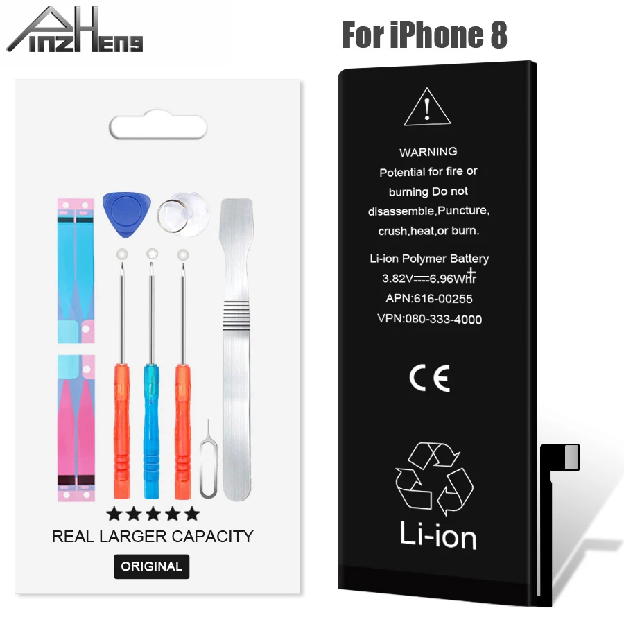 Новинка 2019 PINZHENG 100% Емкость Мобильный телефон батарея для iPhone 8 Оригинальная
