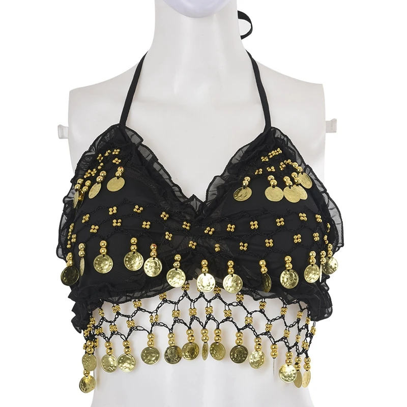 

sexy lace pleated chiffon coin Belly Dance Bra Top Costume