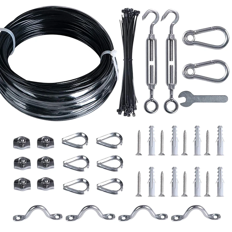 Globe String Light Suspension Kit,Outdoor Hanging Light Kit, Stainless Steel Globe Lights Kit,With 98Ft Wire Rope Cable