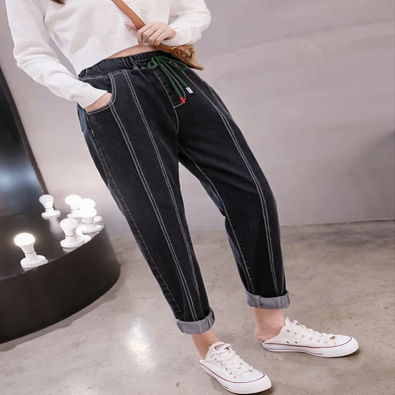 Женские джинсы размера плюс 5XL новинка сезона осень-зима 2019 джинсовые брюки с