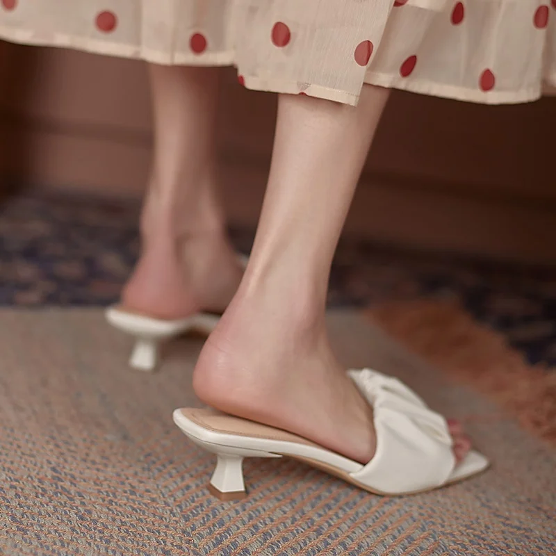 

ZVQ Woman summer New Style Slipper Square Toe Concise Sandals Mature soft Comfortable Solid color Leisure Working Shoes