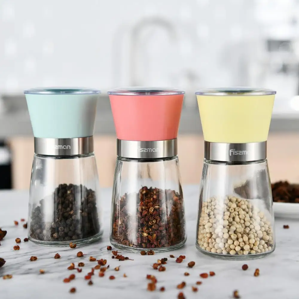 Ручная мельница для перца Fissman соли с регулируемой стеклянной бутылкой