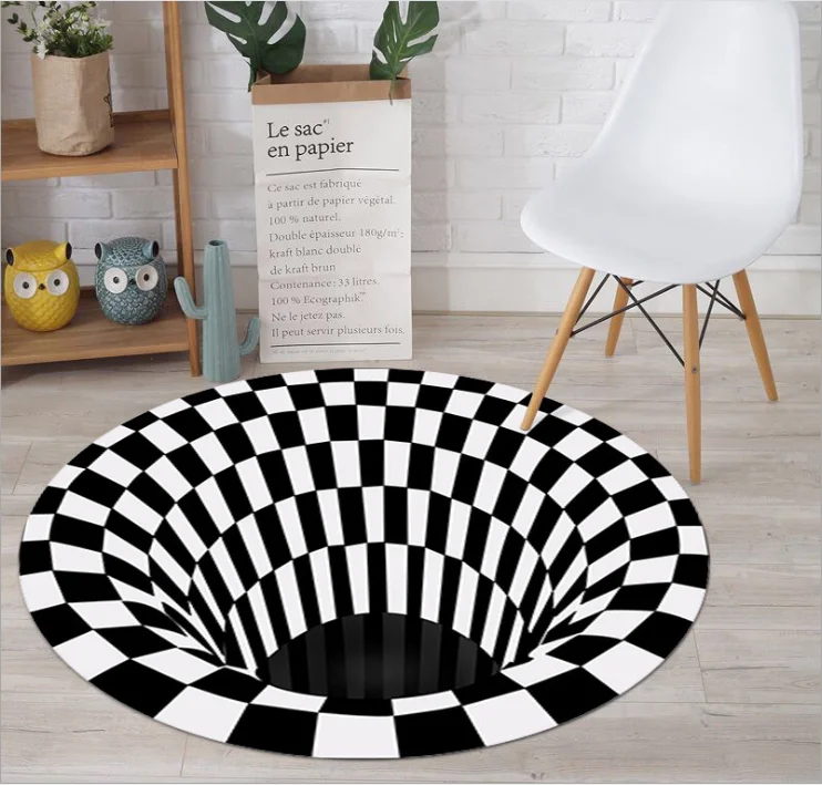 

3D Vortex Illusion Back Rug Carpet Floor Pad NO-slip Living Room Decoration Tapis Impression Print Bottomless Hole Decor Rugs