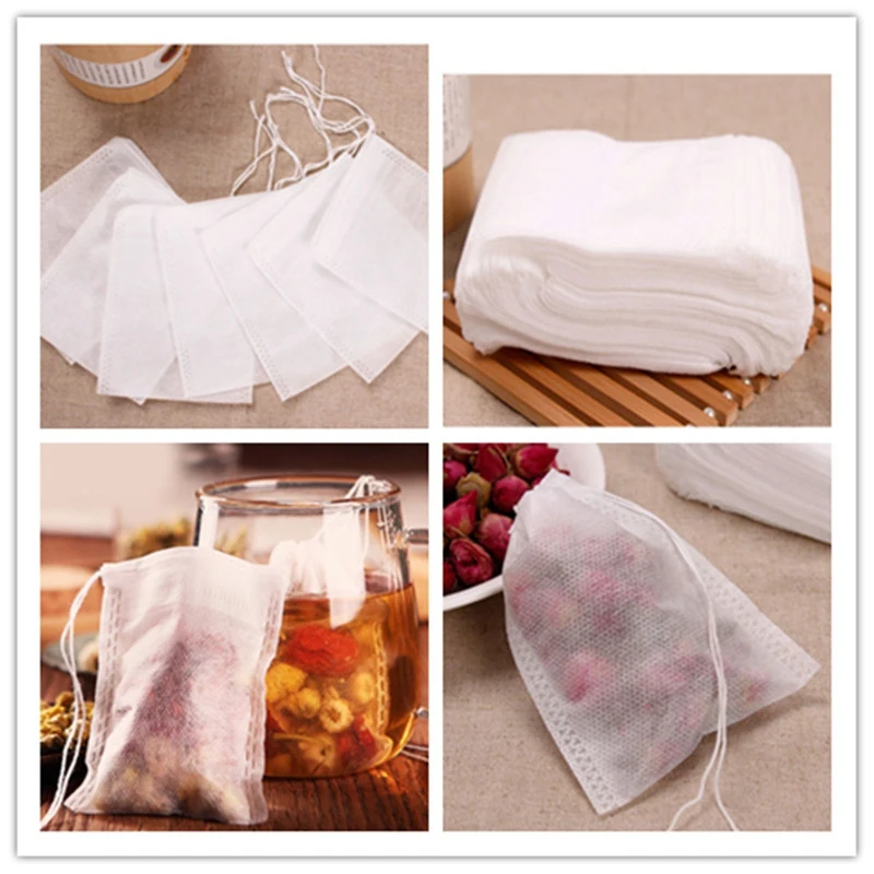 

200Pcs/Lot Teabags 8X12cm Empty Disposable Tea Bags with String Heal Seal Filter Paper for Herb Loose Tea