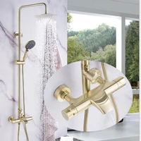 luxury brushed gold thermostatic shower set shower faucet hot and cold gold shower faucet bathtub thermostatic shower mixer