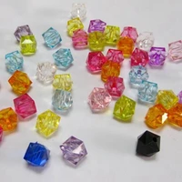 100 mixed colour transparent acrylic faceted cube beads 10x10mm