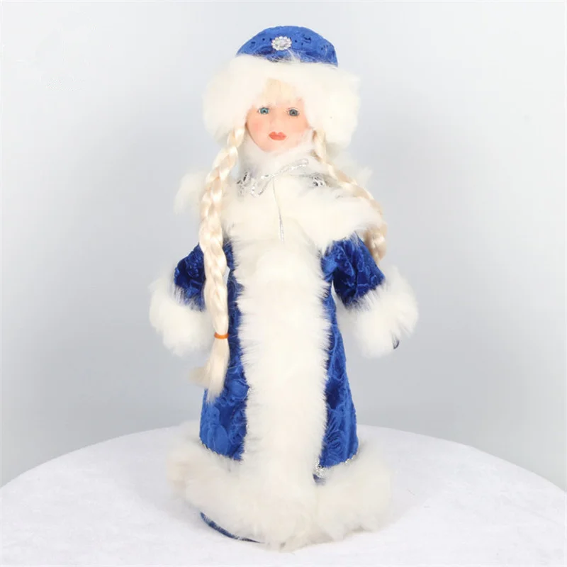 39cm blue Коробка для конфет, Кукла Снегурочка, рождественские игрушки, Детский Костюм Снегурочки для детей, рождественские украшения для дома, новогодние украшения - Цвет: 39cm blue
