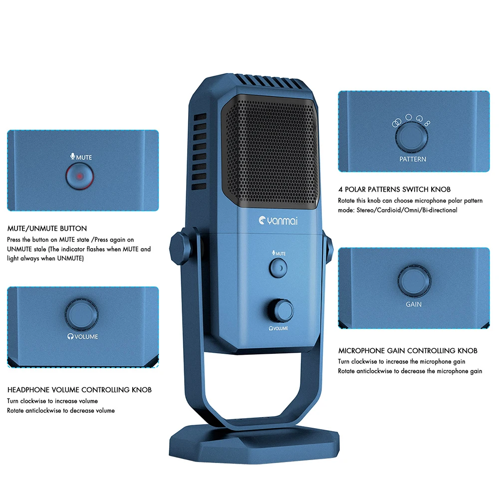 SF 900 Plug And Play USB микрофон Студийный записывающий конденсаторный четыре