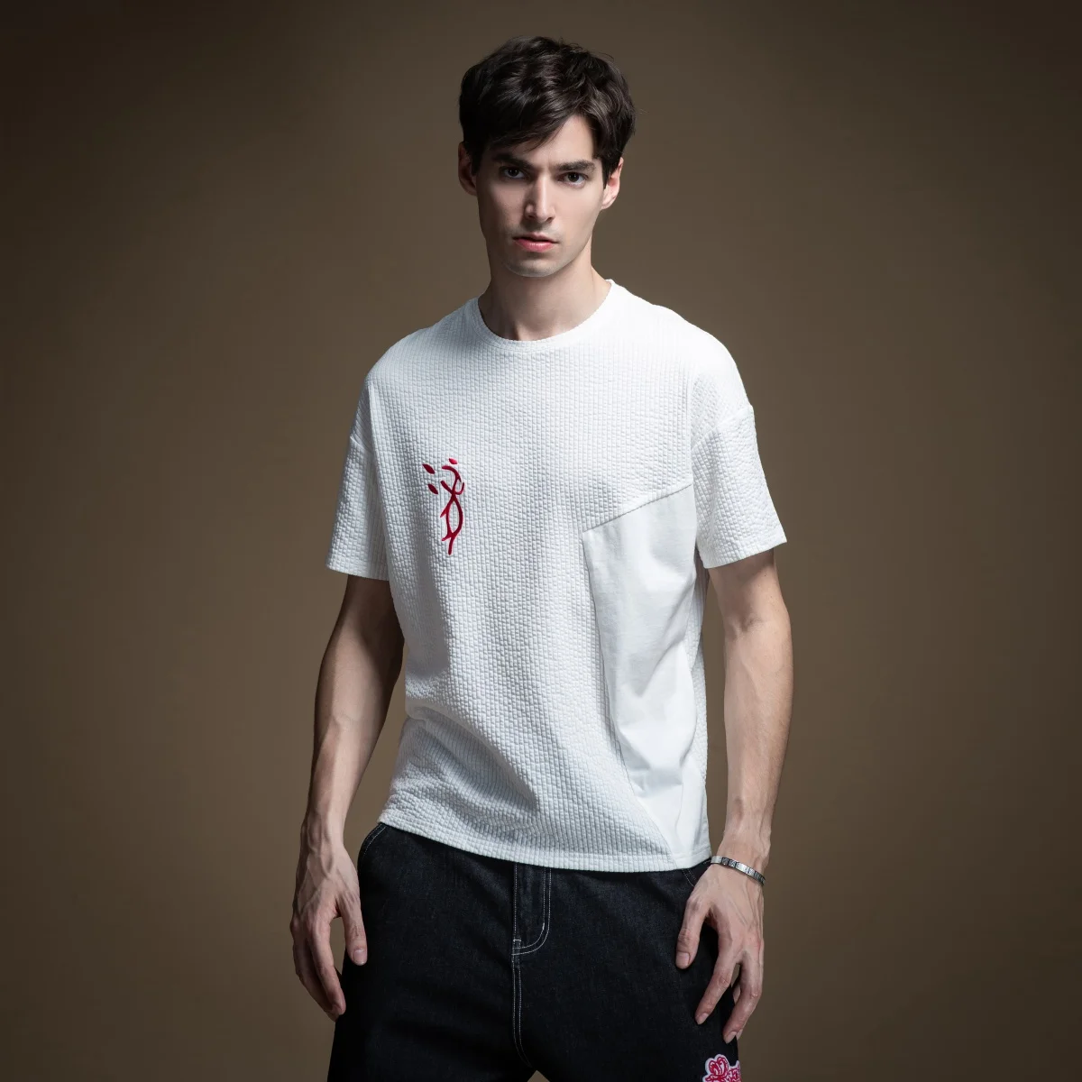 

Pinli 2020 Summer New O-neck Slim Panel Embroidered Solid Color Casual Men Short Sleeve T-shirt Elastic High Quality B202411075