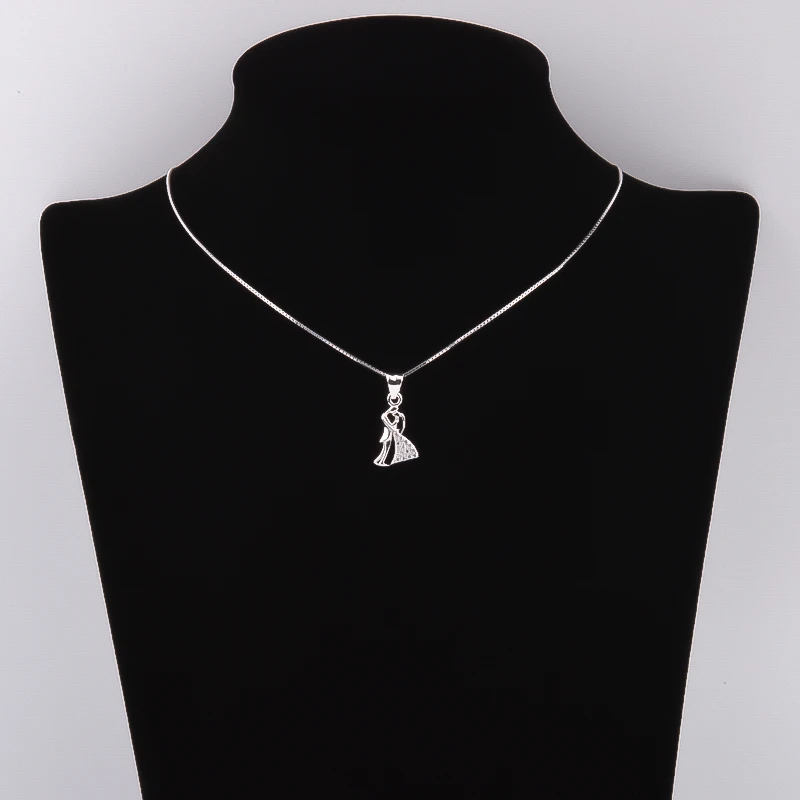 Pekurr 925 Sterling Silver Mini Kiss Couple Lover Necklace For Women Zircon Bride Groom Pendants Choker Wedding Fashion Jewelry | Украшения