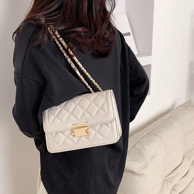 

ATLI New Women Rhombus Pattern Tote Bags Small Shoulder Bag 2021 Luxury Handbags Lady Vintage Messenger Pack Female Purse
