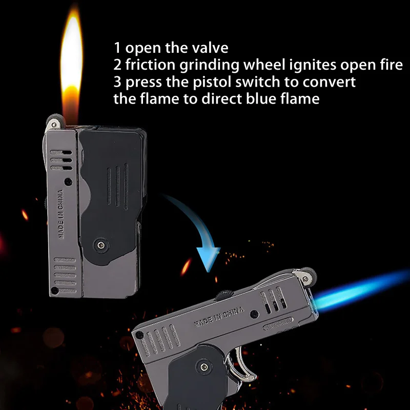 Креативная модель пистолета двойной переключатель огня газовая зажигалка