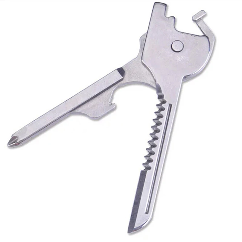 

1Pcs 6 in 1 Stainless Steel Keychain Pocket Opener Cutter Screwdriver Multi Tools Camping Survival Kit