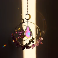 moon circle crystal catcher pendant wind chimes hanging glass prisms rainbow make window curtains home garden wedding decor
