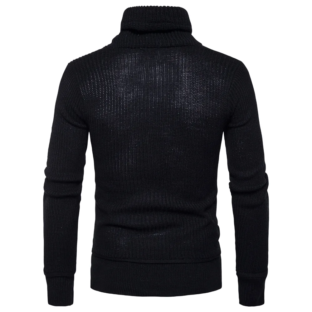 Мужская однотонная Водолазка с длинным рукавом и шапкой|Джемперы| |