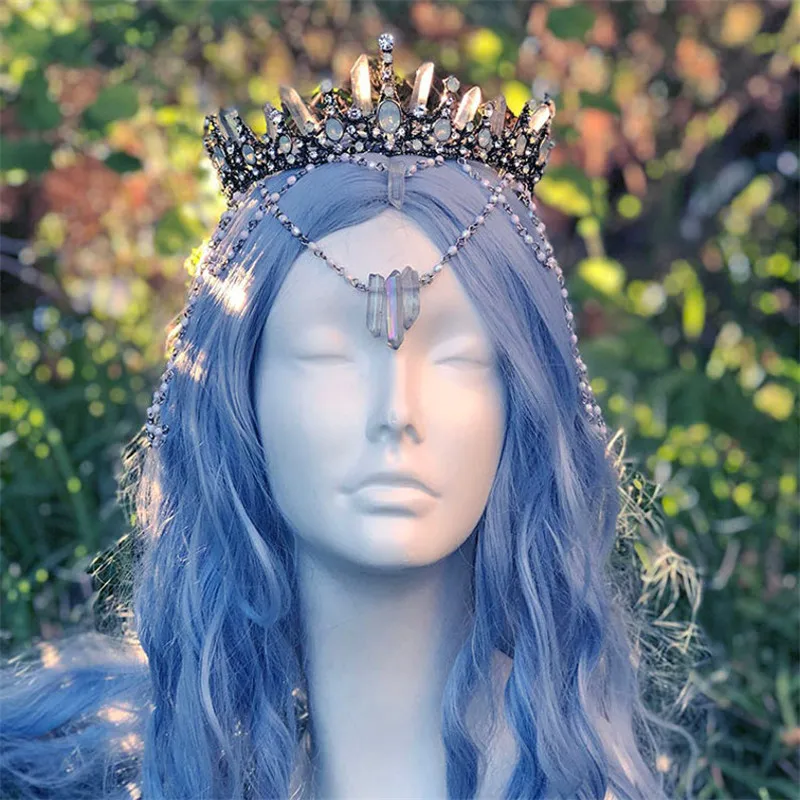 

Crown Quartz Crystal Hairpin Accessories Crown Headband Elegant Rainbow Bridal Mermaid Jewelry Pins Hair Acc Pick Princess