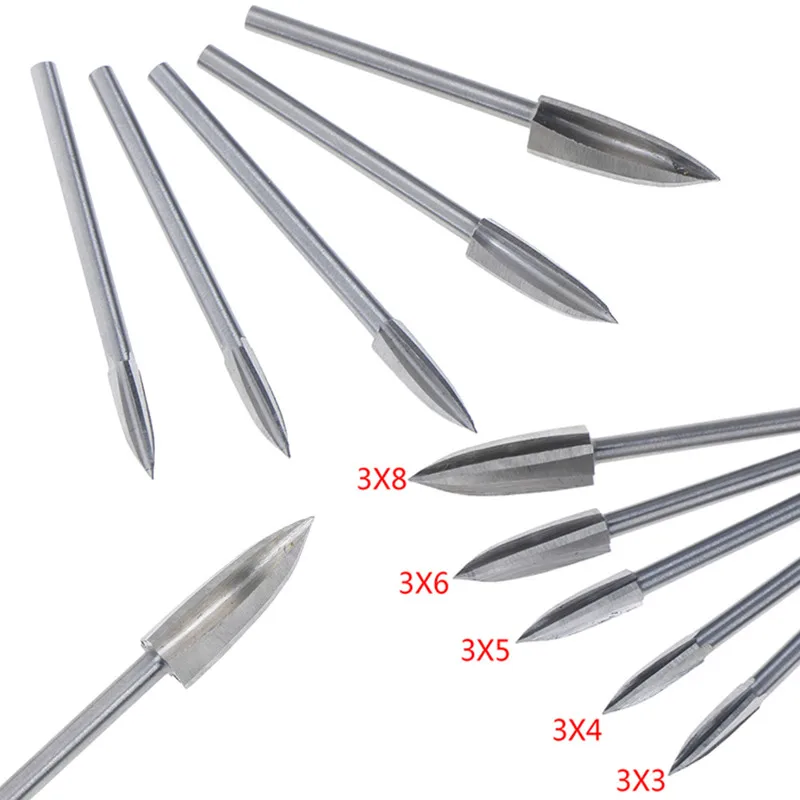 

Hot Sale 3mm Shank 3-8mm Milling Cutters White Steel Sharp Edges Woodworking Tools Three Blades Wood Carving Knives