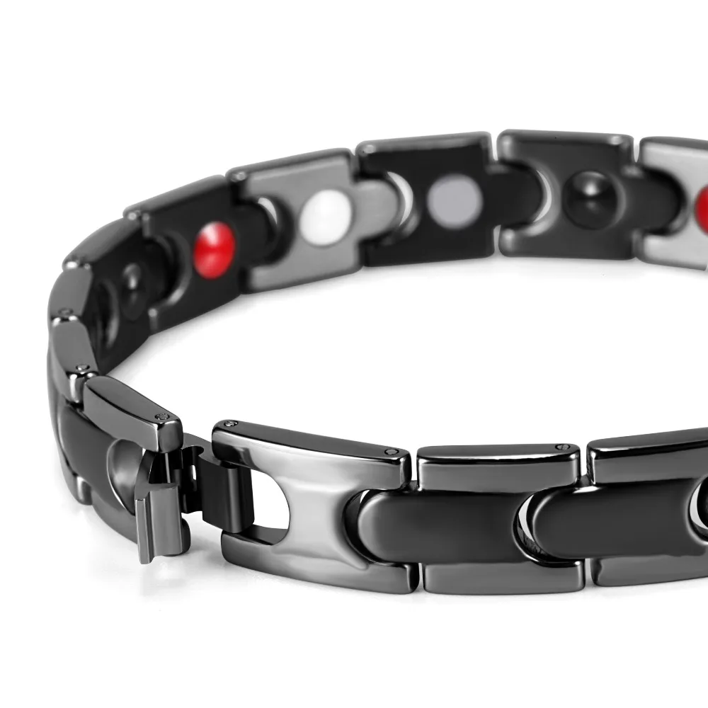 Мужской браслет черный из нержавеющей стали для измерения артериального