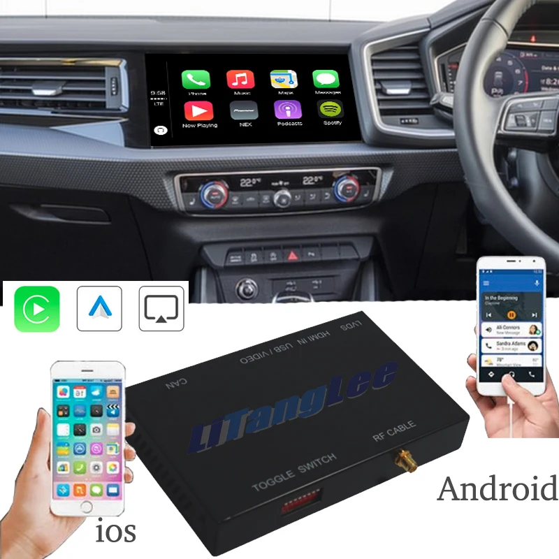 

Автомобильная камера Carplay декодер адаптер зеркальная ссылка дисплей Android автовоспроизведение 360 BirdView для Audi A1 GB 2018 ~ 2021 MIB