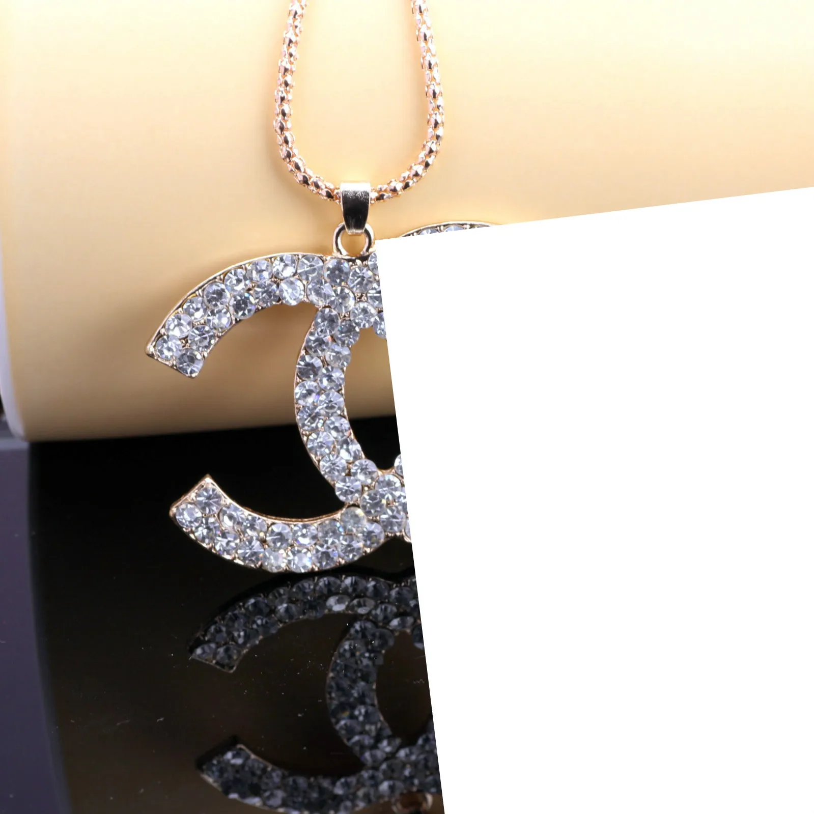 

lady necklace vintage crystal rhinestone cc necklace c pendant necklace for women