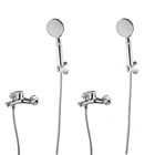 2 шт. смеситель для душа для ванны, хромированный латунный настенный смеситель для душа для ванной комнаты с ABS насадкой, наборы насадок для душа, смеситель для ванной комнаты