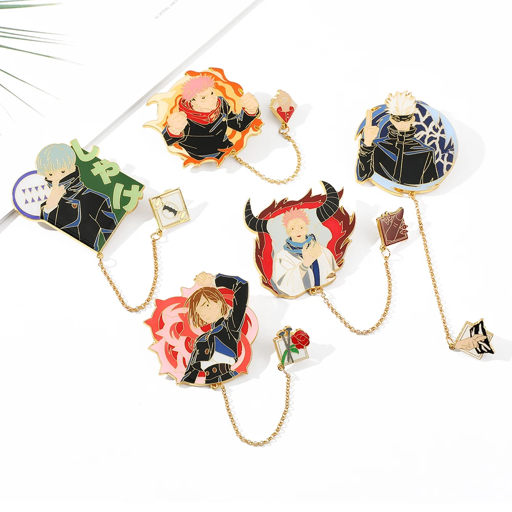 Эмалированные Броши juютсу Kaisen в форме булавки для одежды рюкзака воротника