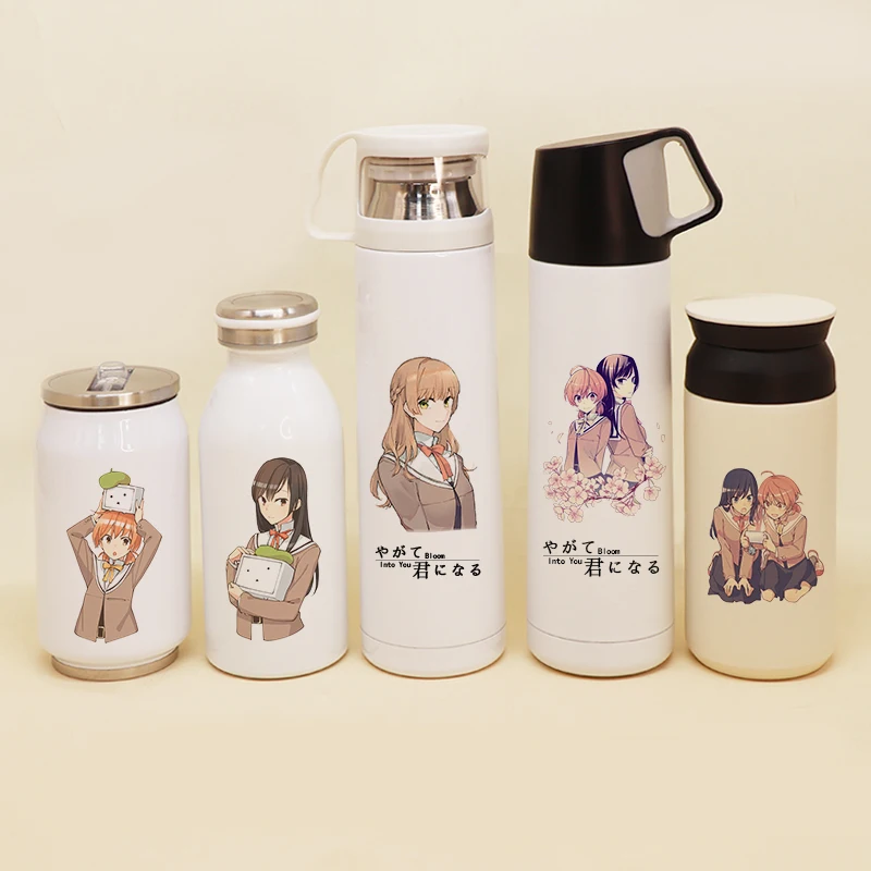 Креативный переносной бутылка для воды студентов с аниме мультяшным принтом