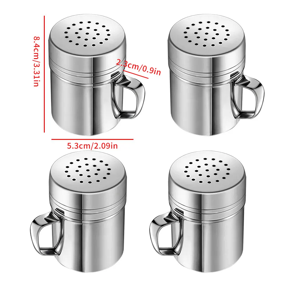 

4PCS Spice Shaker Stainless Steel Salt Pepper Dispenser With Handle Seasoning Jar Pepper Shaker Condiment Shaker Salt Bottle