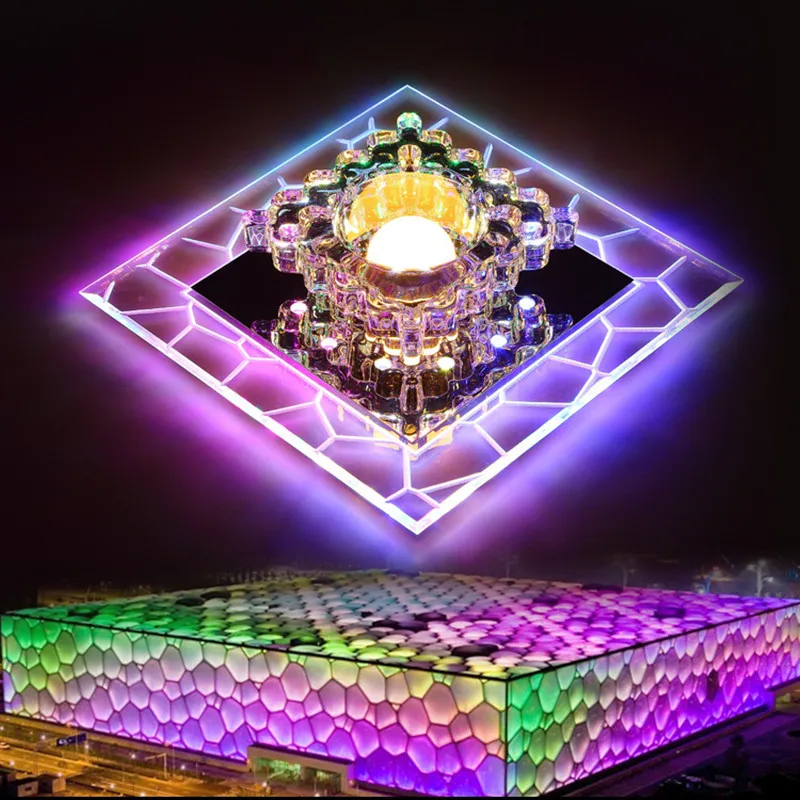 

Modern Crystal LED Ceiling Light Square Colorful Ceiling Lamp Home Decor Hallway Front Balcony lamp Porch Corridor Light Fixture