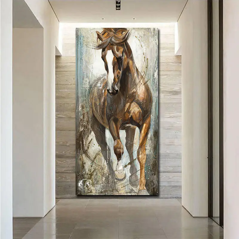 Современная вертикальная картина на холсте с изображением лошади, Cuadros Paintings на стене, домашний декор, постеры, печати, картины искусства без рамы.