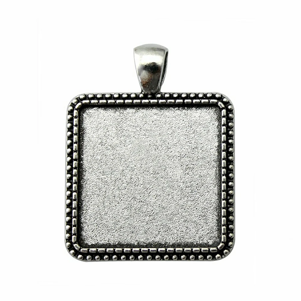 

WYSIWYG 4pcs Fit 25mm Square Simple Side Perforation Style Cameo Cabochon Pendant Base Setting For Jewelry Making