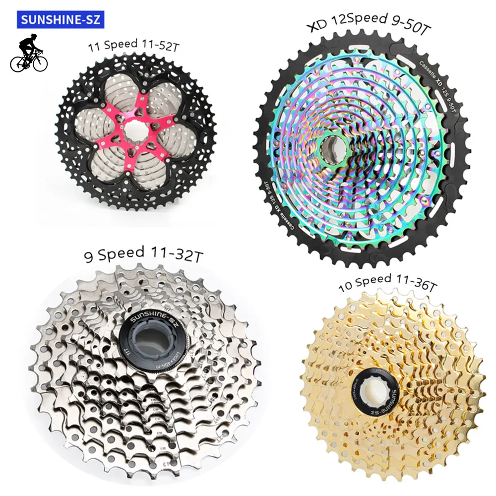 

Кассета SUNSHINE для горного велосипеда, 10 скоростей, 9S 10 S 11S 12S, маховик для шоссейного велосипеда, свободное колесо 10 В/36/40/42/46/50T 52T, кассета XD SRAM