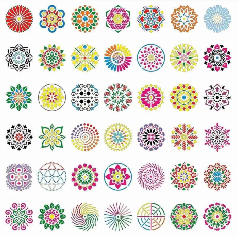 

42pcs/set Round Mandala Painting Templates Stencils for DIY Rock Scrapbook Coloring Embossing Album