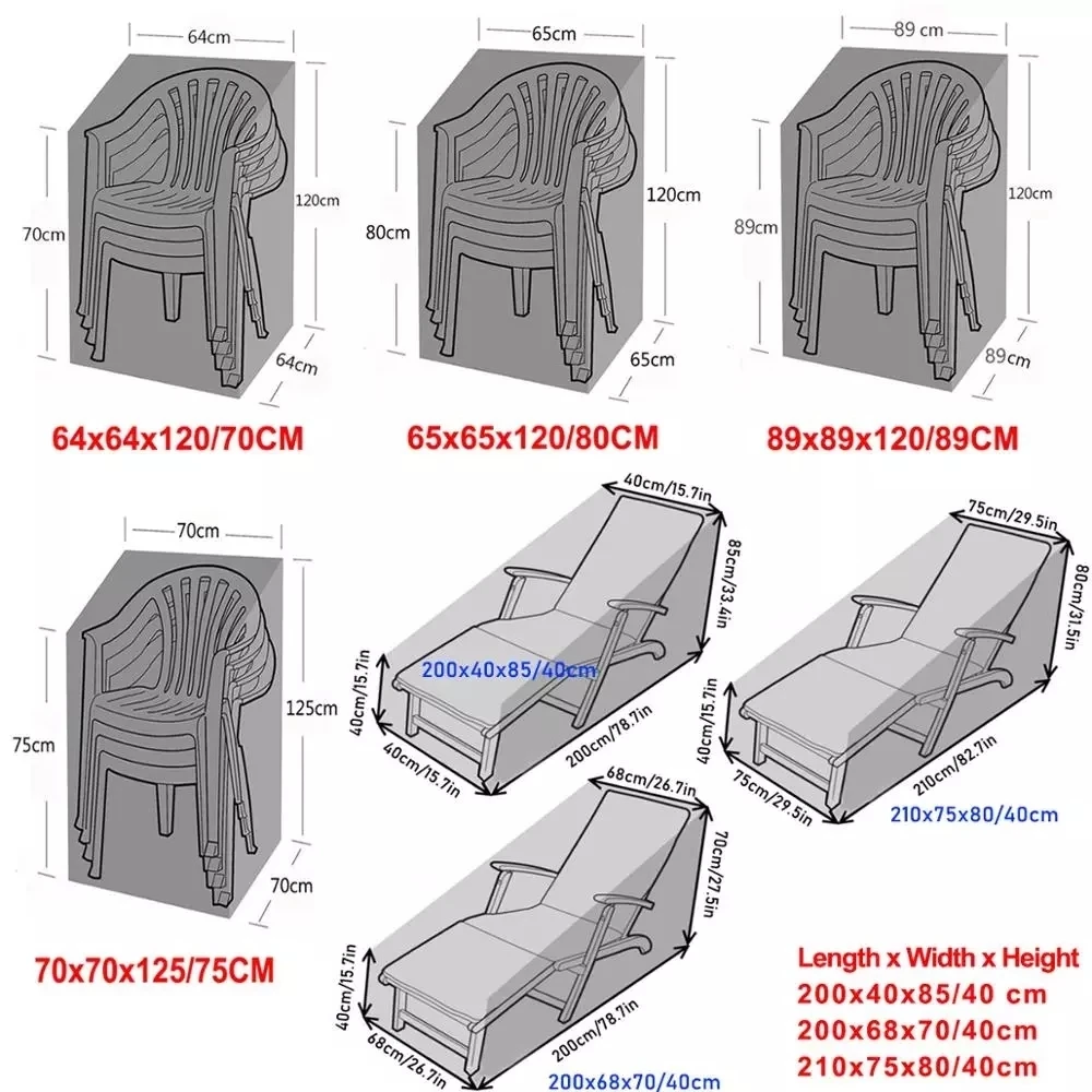 6 Size Black Outdoor Waterproof Cover Garden Furniture Rain Chair Sofa Protection Dustproof Woven Polyester Convenien | Дом и сад