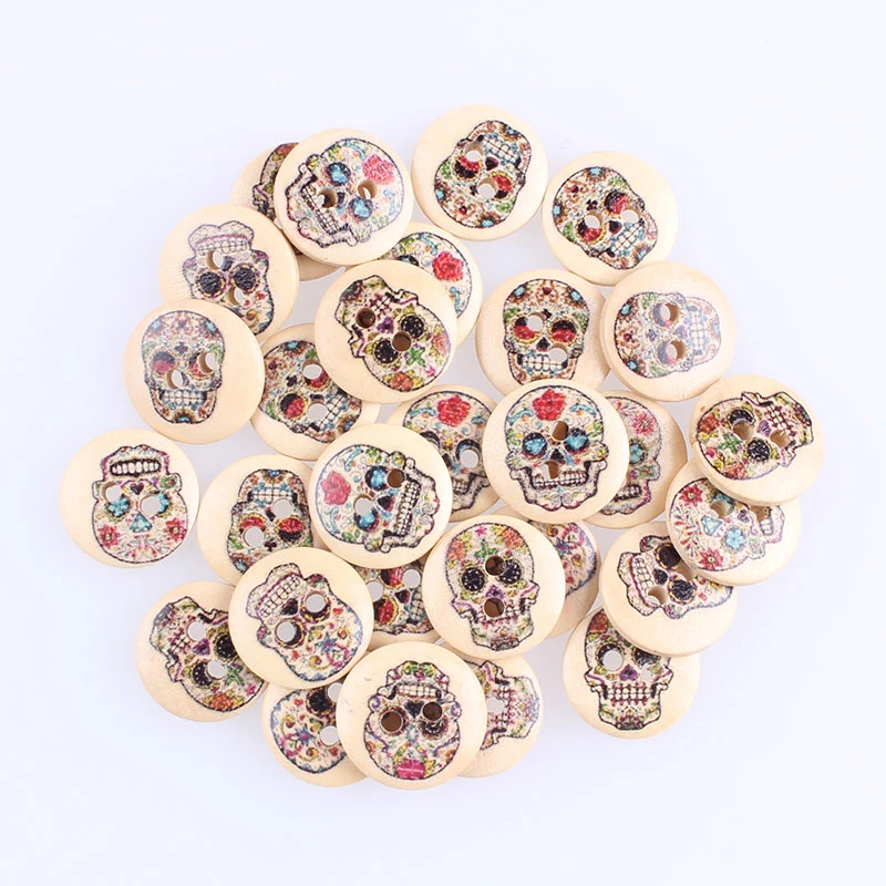 Череп деревянный смешанный кнопки для ручной работы одежды Скрапбукинг сделай