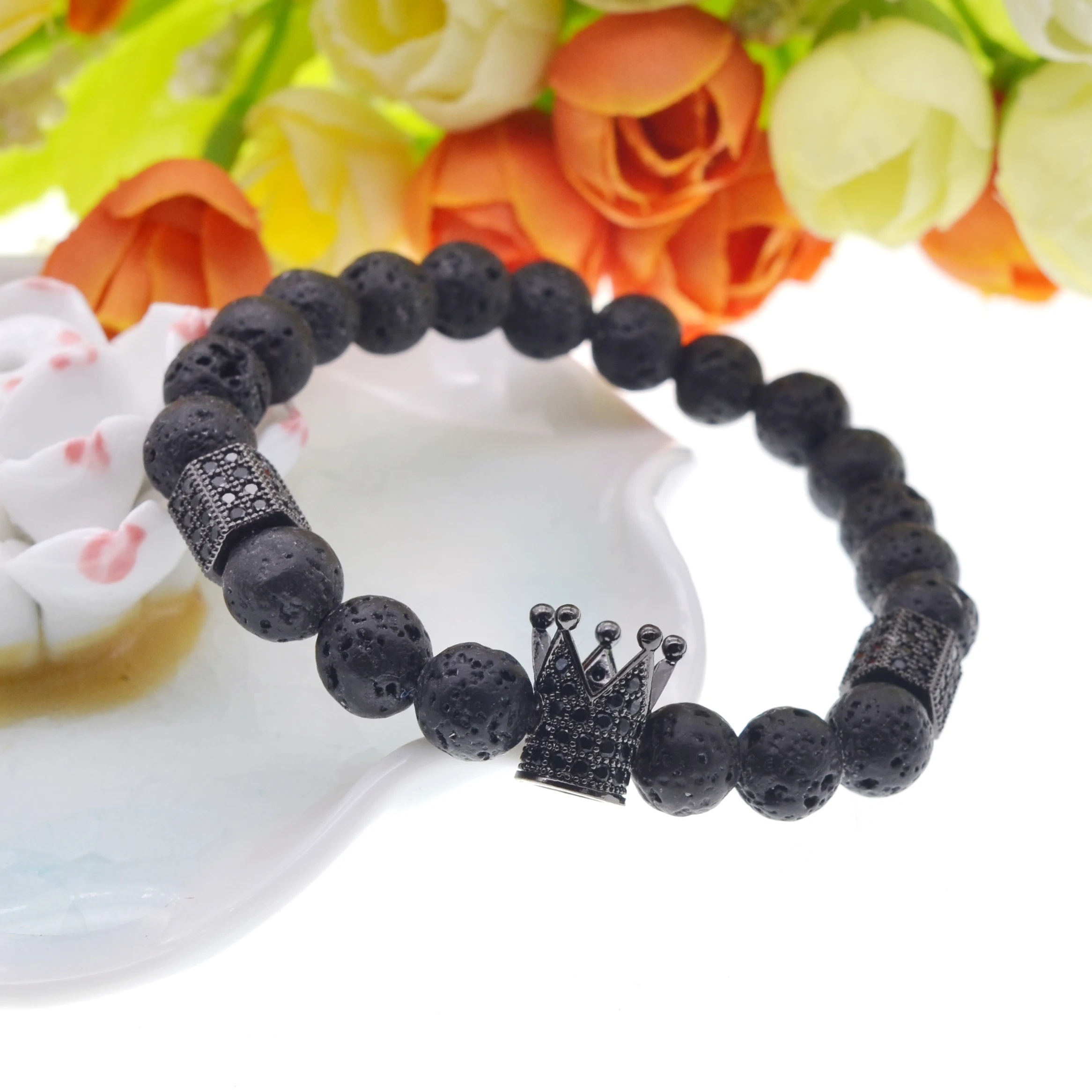 Браслет QIMOSHI из кубического камня для мужчин и женщин эластичный браслет с