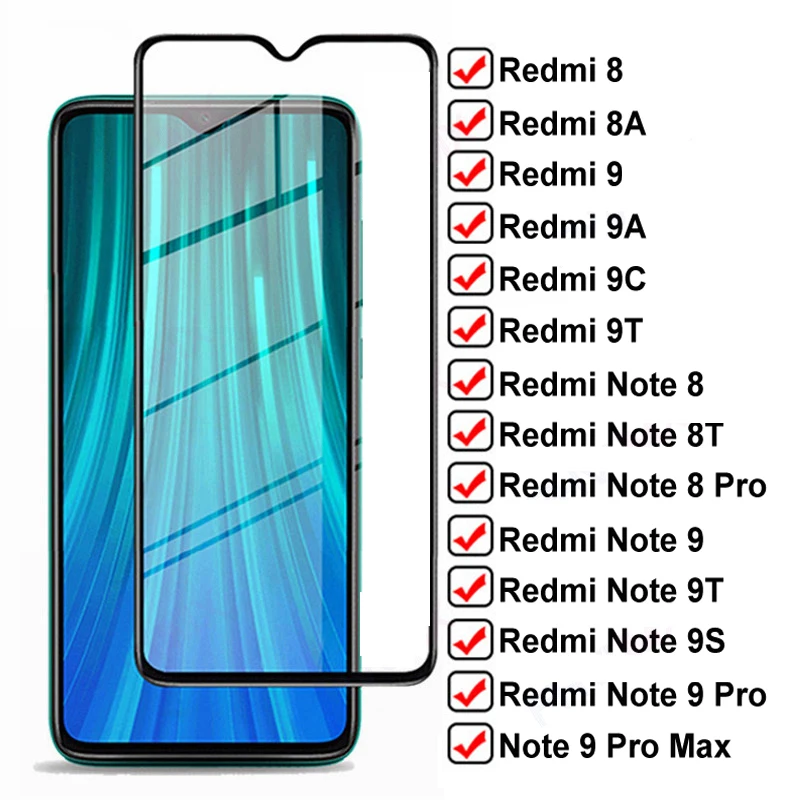 

11D Full Tempered Glass For Xiaomi Redmi 8 8A 9 9A 9C 9T Protective Glass Redmi Note 8 9 Pro Max 8T 9T 9S Screen Protector Film