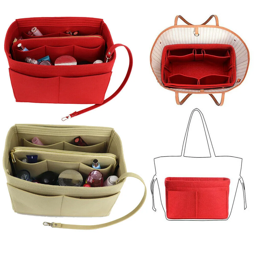 Кошелек Вставить косметическая сумочка из фетра сумка Органайзер на молнии