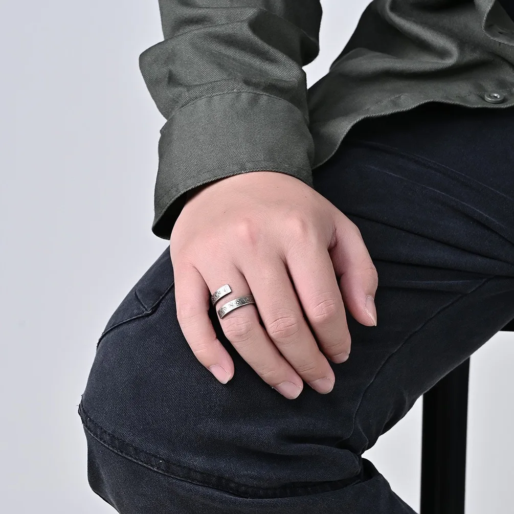 Stainless steel Odin Norse Viking Amulet Rune Men Ring Fashion Words Retro Rings Jewelry Couple Valentine's days Gift OSR886 | Украшения