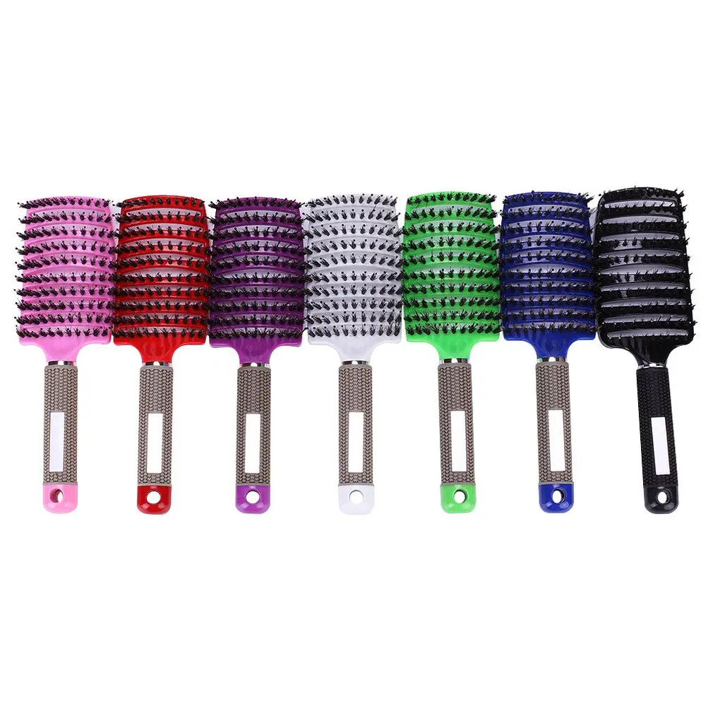 

Wild Boar Bristles Fluffy Shape Non-slip Plastic Large Curved Massage Comb
