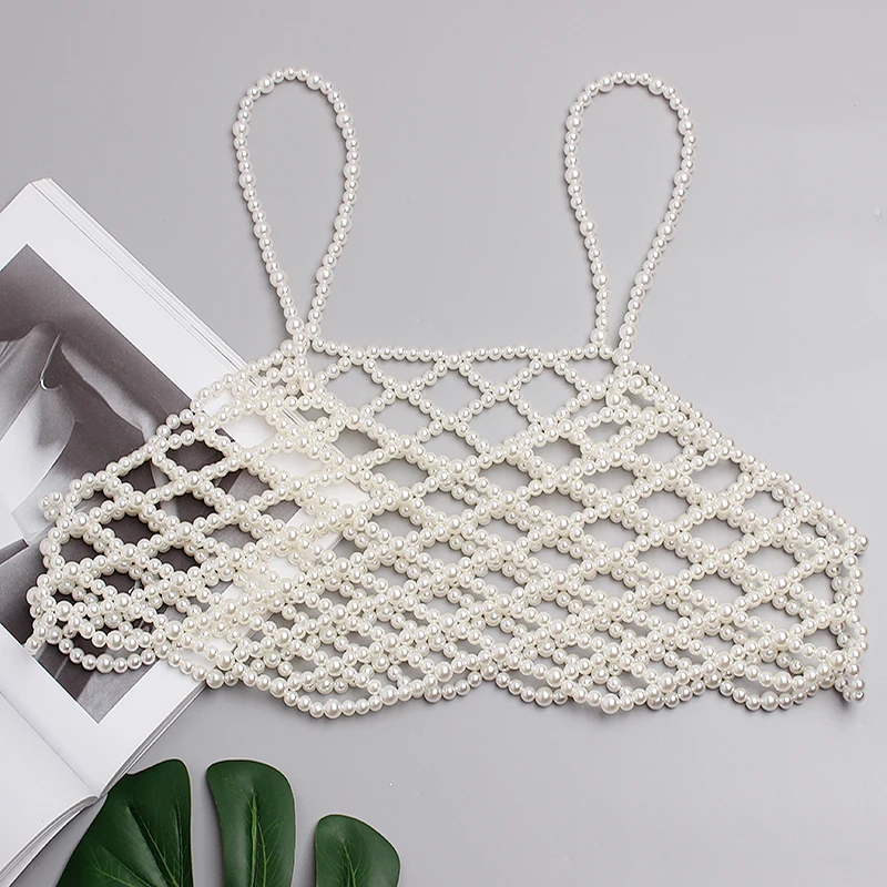 Women's Runway Fashion Pearl Knitted Vest Cummerbunds Female Dress Corsets Waistband Belts Decoration Wide Belt TB1637