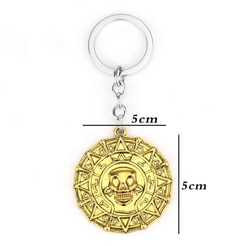 

Jack Sparrow Aztec Coin Skull Keychain For Men Women Gifts Retro 3 colors Movie Around Pirates of the Caribbean Keyring Hot