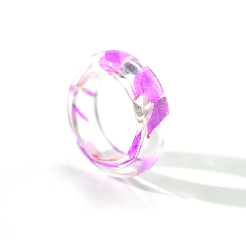 

HJ45 Dried Flowers Resin Rings Vintage Bague Femme Joyas Mujer Transparent Cute Ring For Women Romantic Gifts