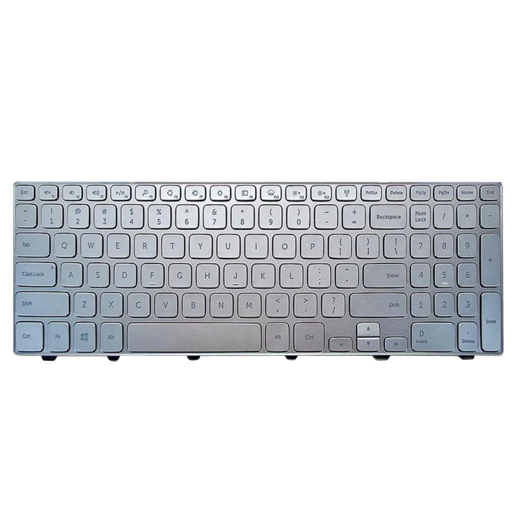 

Сменная английская раскладка клавиатуры для ноутбука Dell Inspiron 15-7000 7537, серебристая