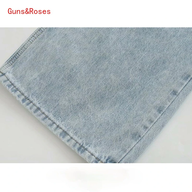 

Women 2021 Fashion Side Pockets Faded Wide Leg Jeans Vintage High Waist Zipper Fly Denim Female Trousers Mujer