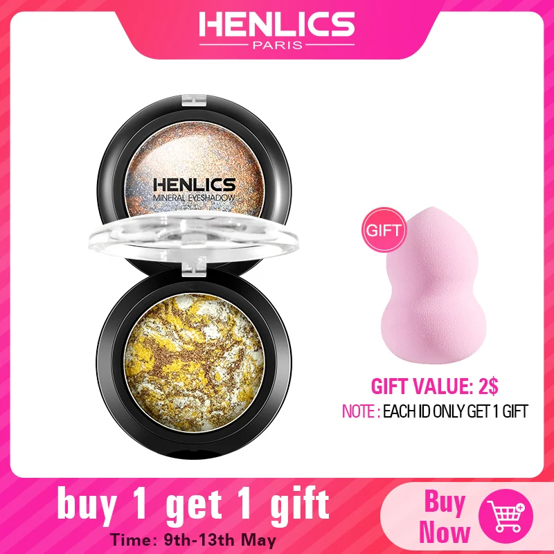 Палитра металлических теней для век HENLICS Шиммер блестящие пигментированные тени