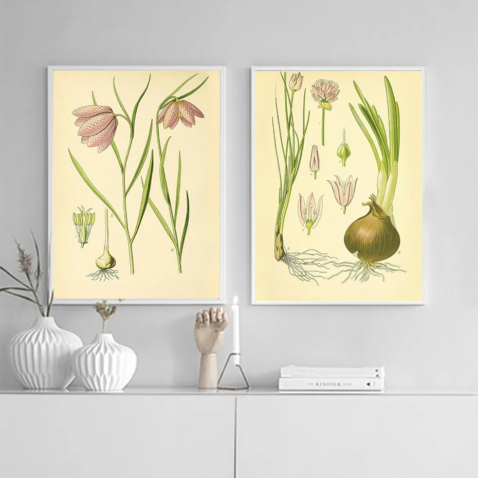 Современная Картина на холсте винтажные растительные иллюстрации цветочный